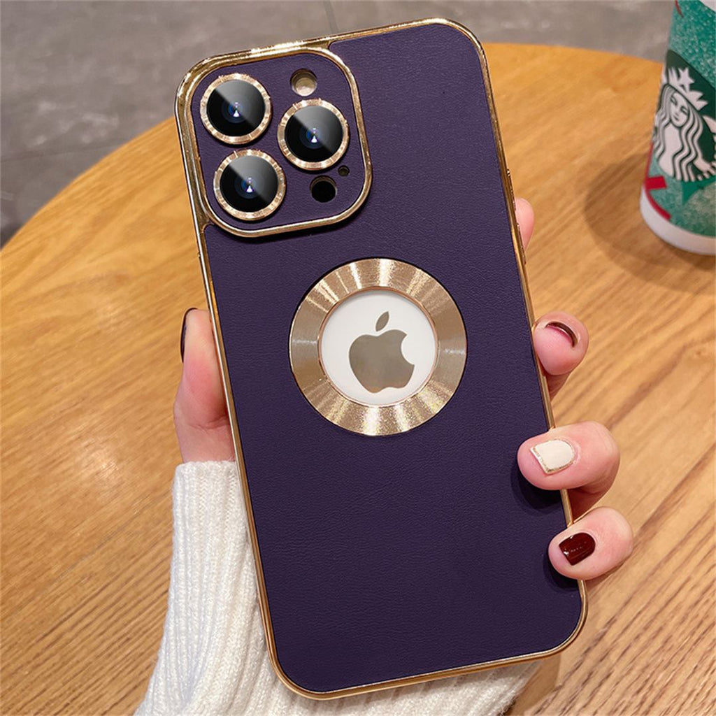 Apple-Compatible Electroplated Leather Phone Case