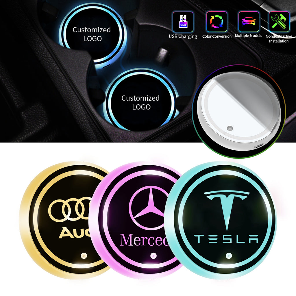 Car LED Lighted Cup Coaster with USB Charging