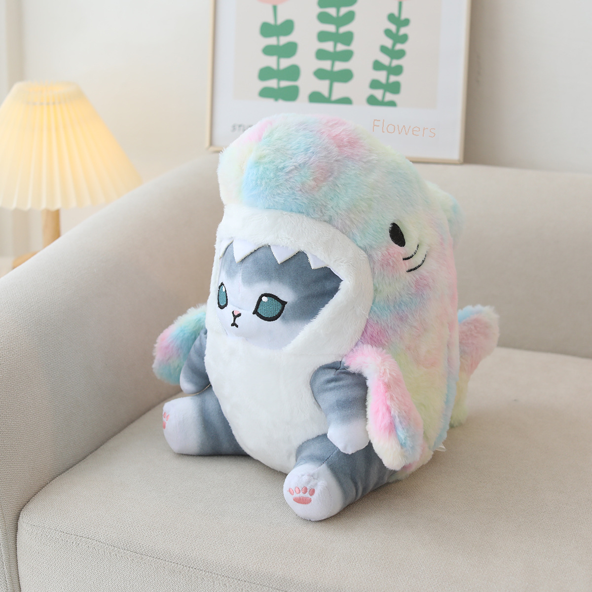 Cute Shark Cat Plush Toy Keychain - Japanese Style