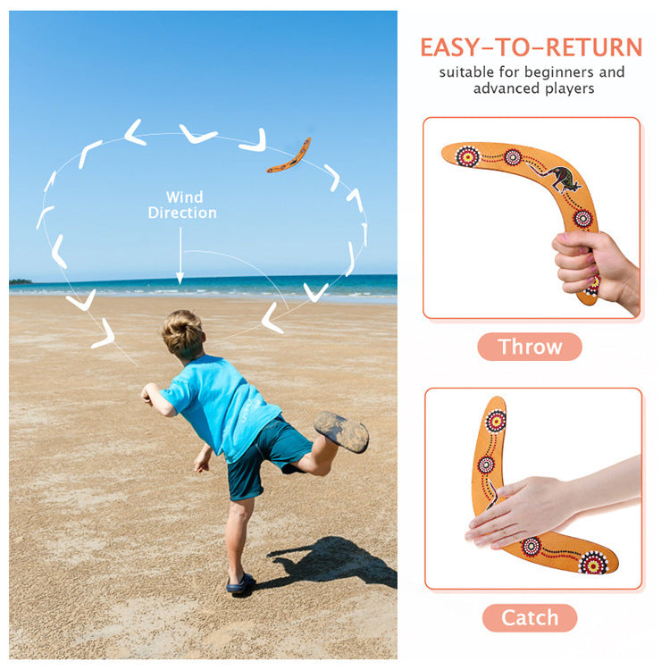 Wooden Boomerang V-Shaped Toy for Outdoor Fun