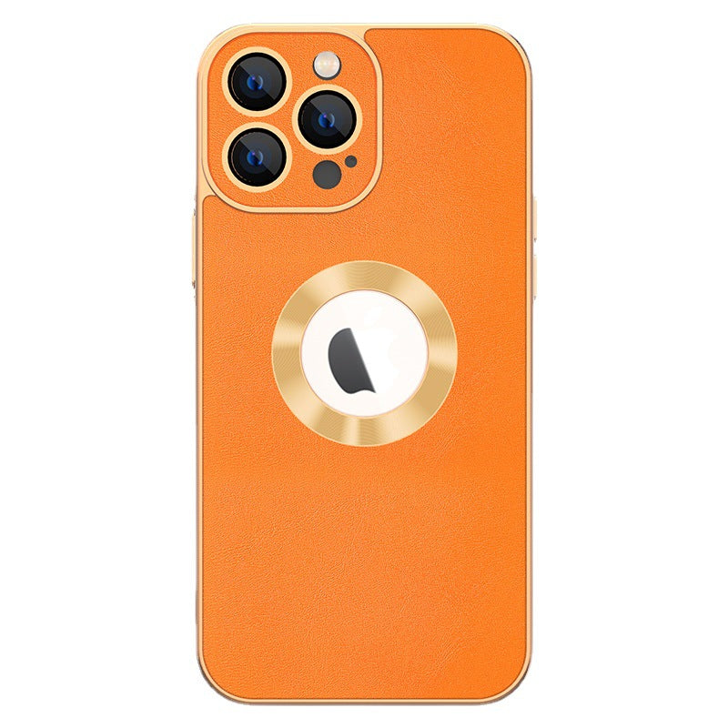 Apple-Compatible Electroplated Leather Phone Case