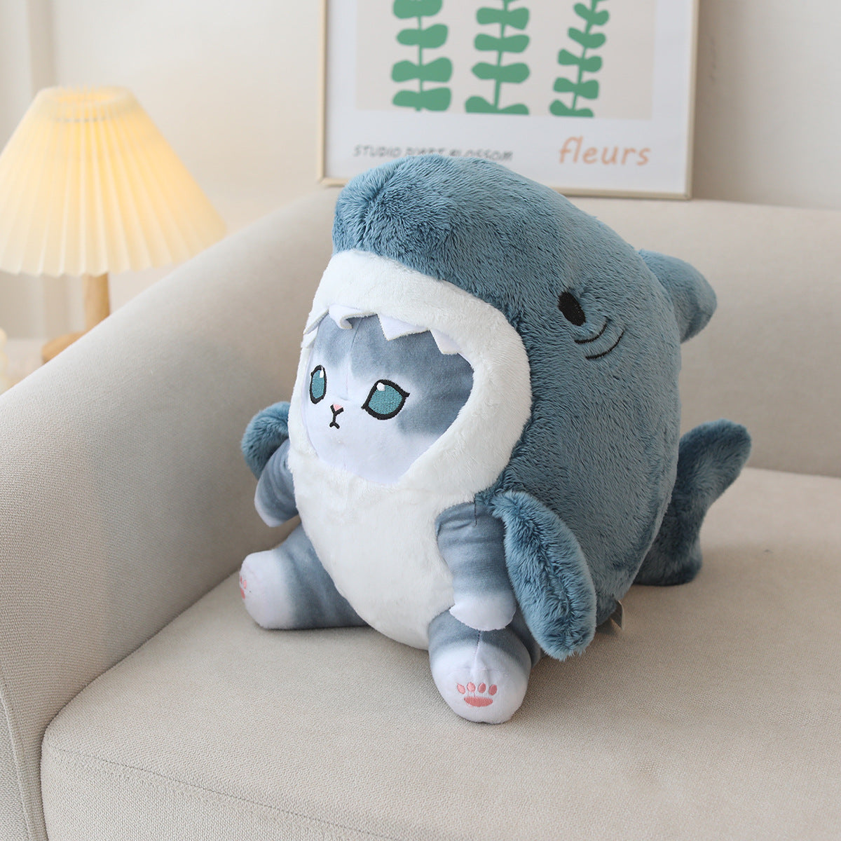 Cute Shark Cat Plush Toy Keychain - Japanese Style