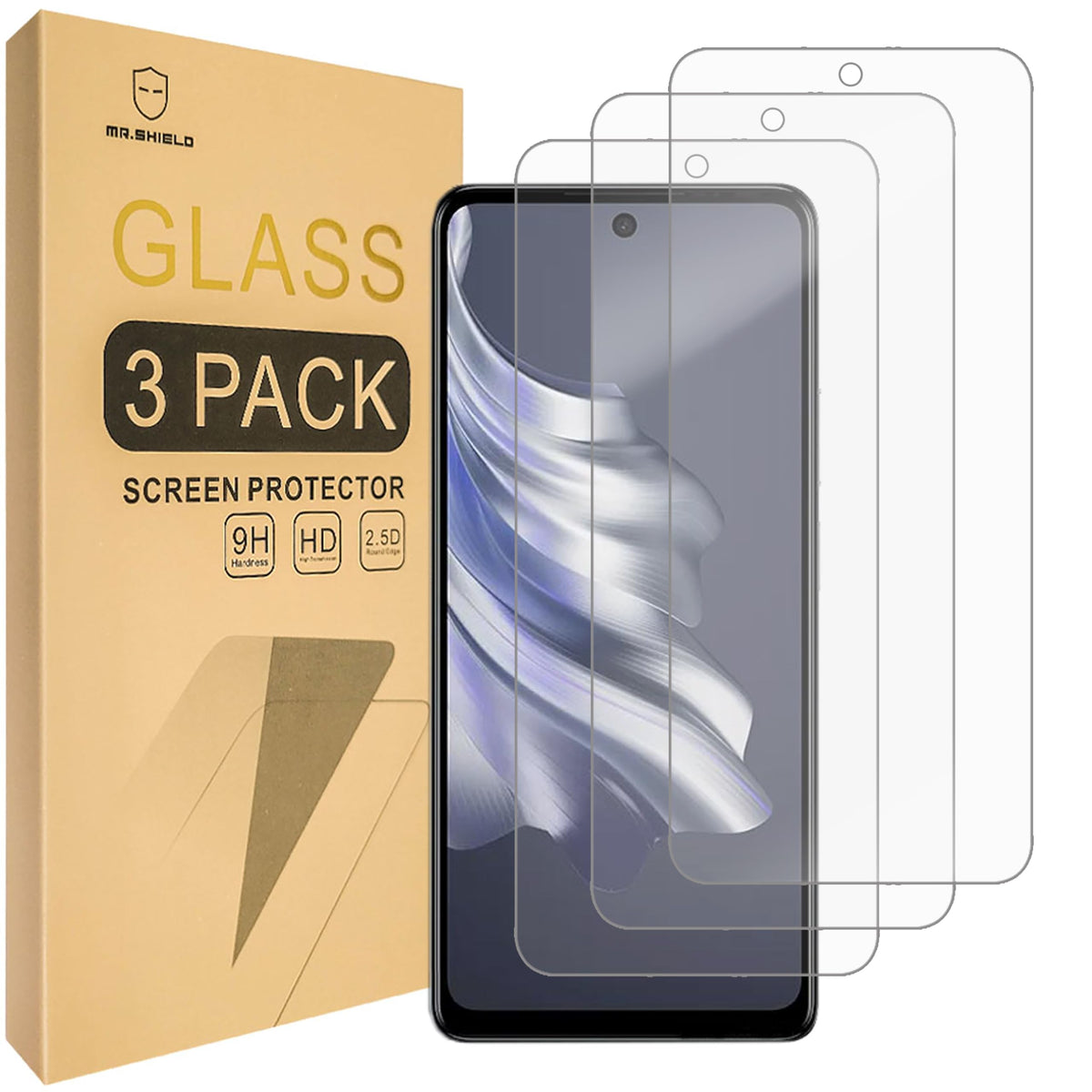 Mr.Shield Screen Protector compatible with Tecno Spark 20 Pro [Tempered Glass] [3-PACK] [Japan Glass with 9H Hardness]