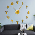 GZ307 Acrylic Mirror Wall Clock - Large Cactus Design
