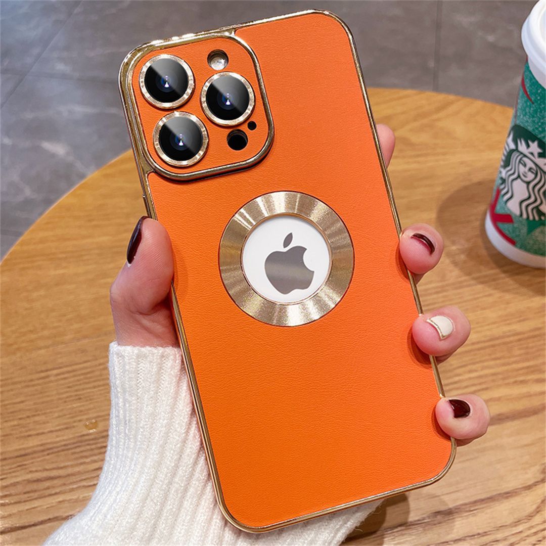 Apple-Compatible Electroplated Leather Phone Case