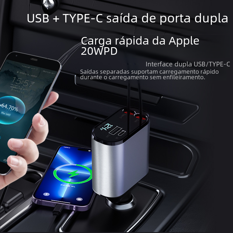 New Digital Display USB Car Charger 100W 4 Ports