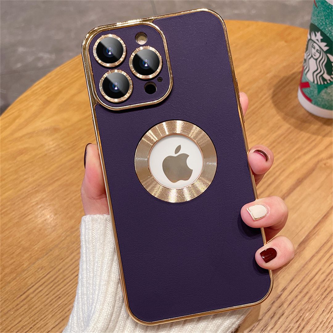 Apple-Compatible Electroplated Leather Phone Case