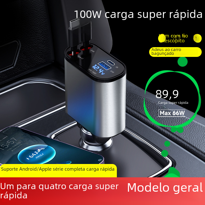 New Digital Display USB Car Charger 100W 4 Ports