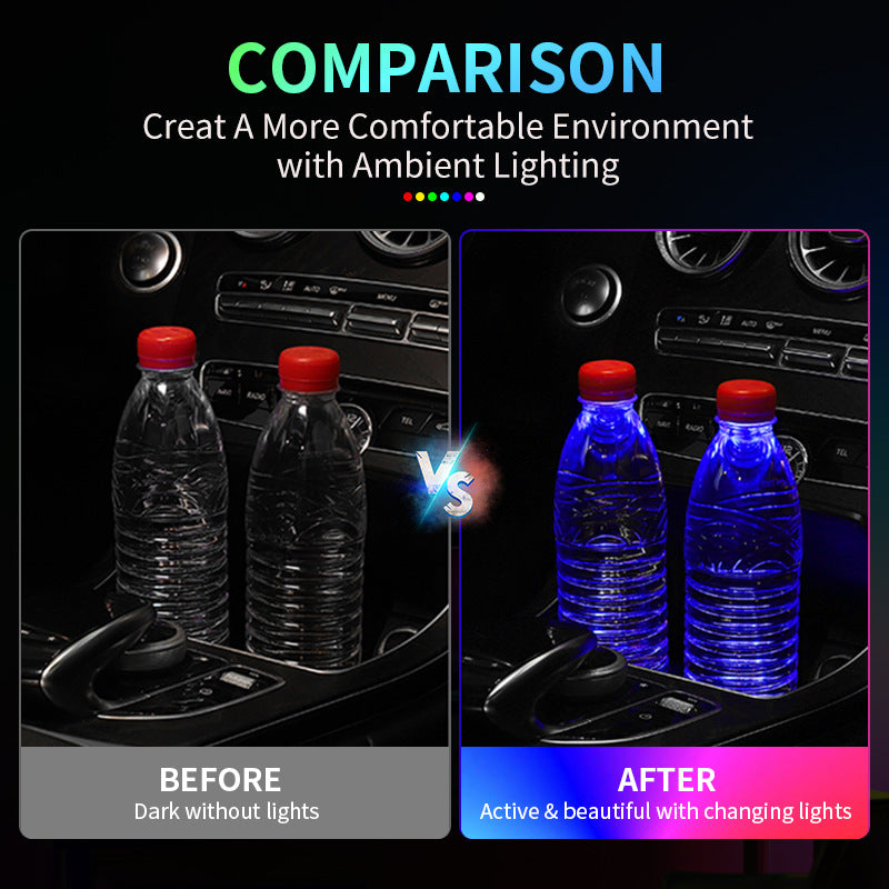 Car LED Lighted Cup Coaster with USB Charging