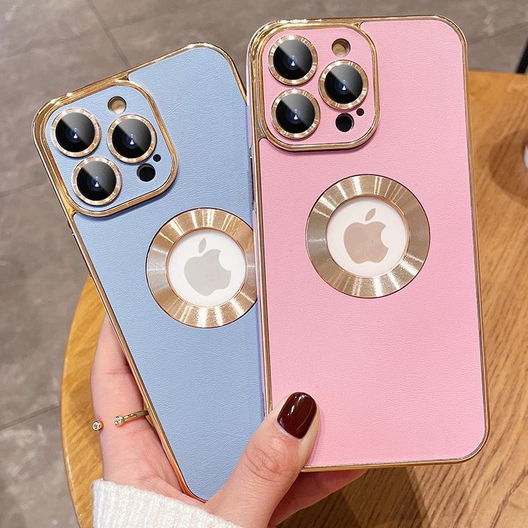 Apple-Compatible Electroplated Leather Phone Case