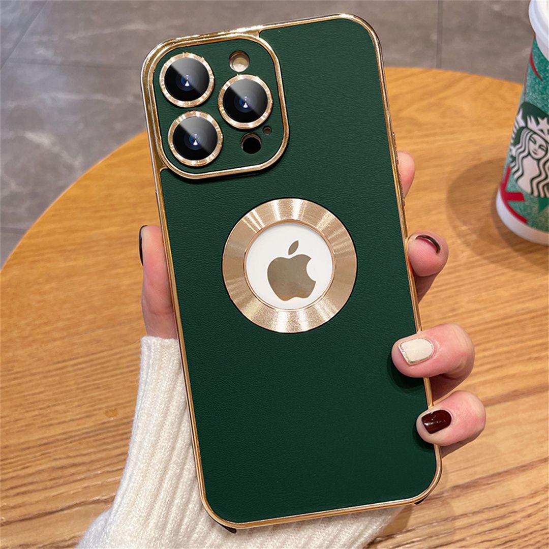 Apple-Compatible Electroplated Leather Phone Case