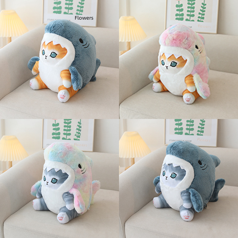 Cute Shark Cat Plush Toy Keychain - Japanese Style