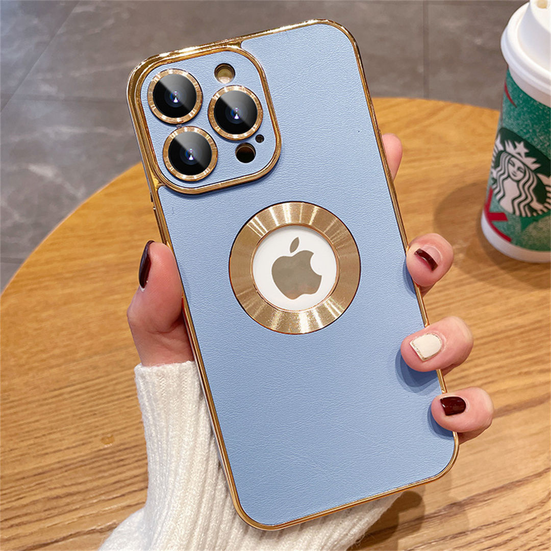 Apple-Compatible Electroplated Leather Phone Case