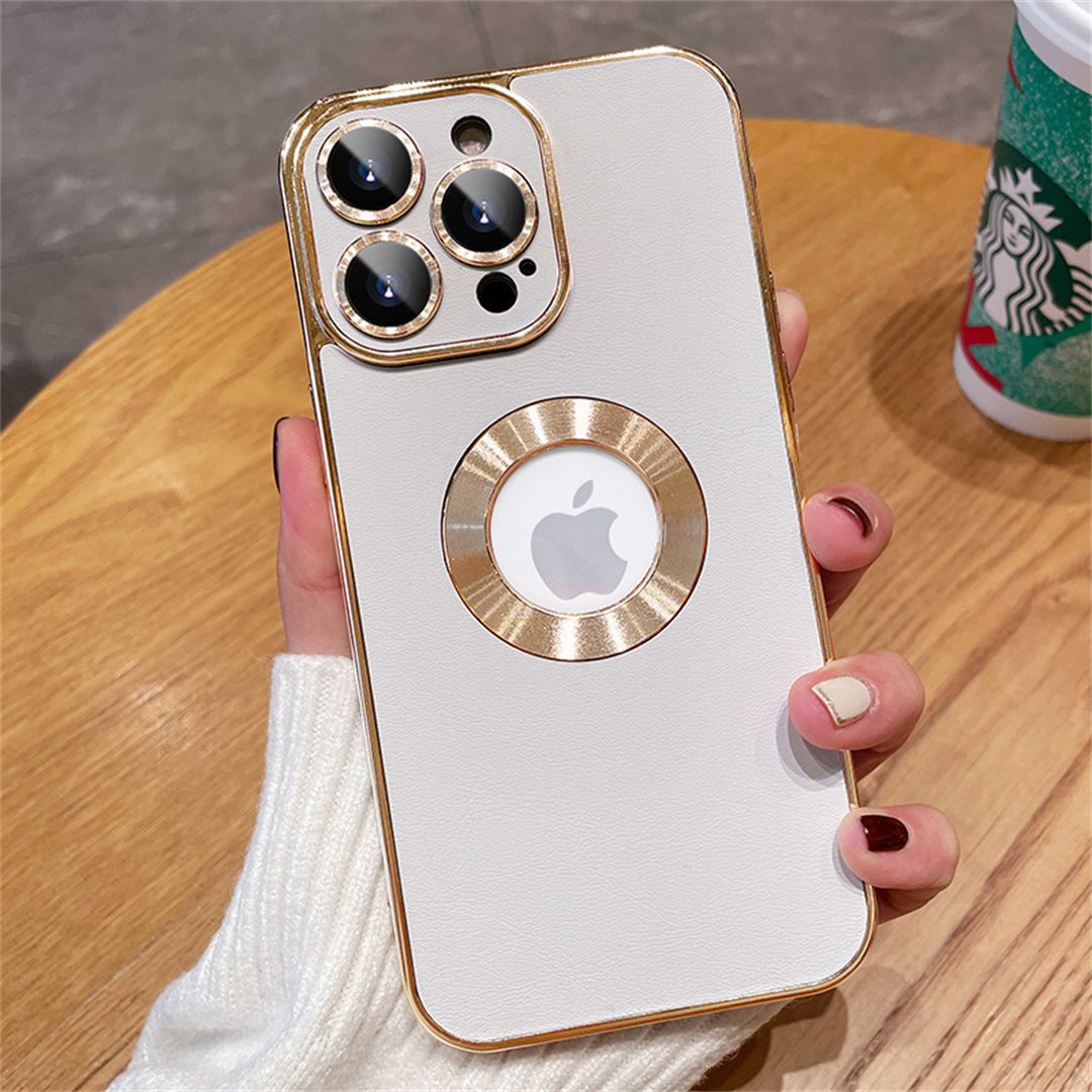 Apple-Compatible Electroplated Leather Phone Case