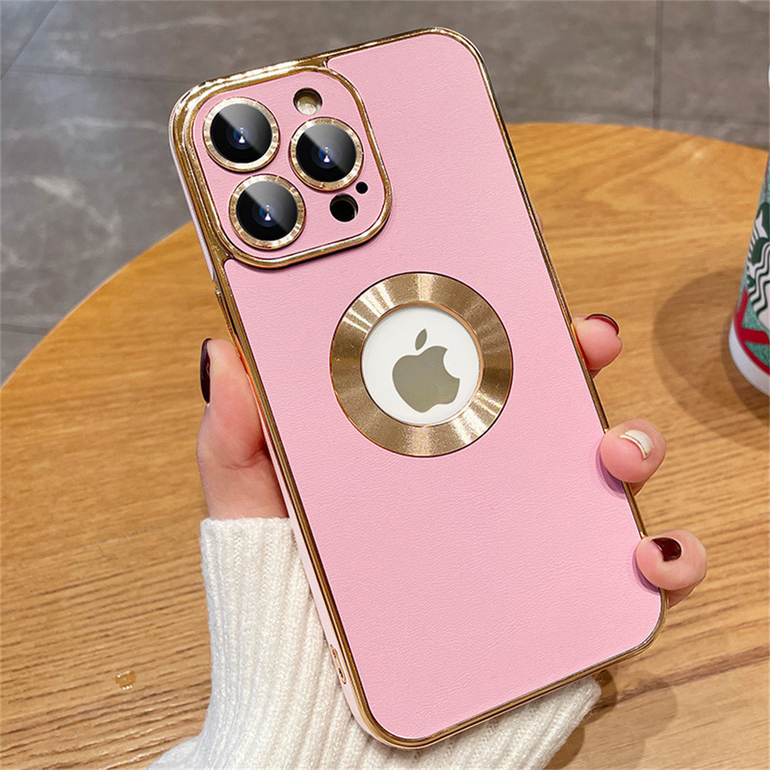 Apple-Compatible Electroplated Leather Phone Case