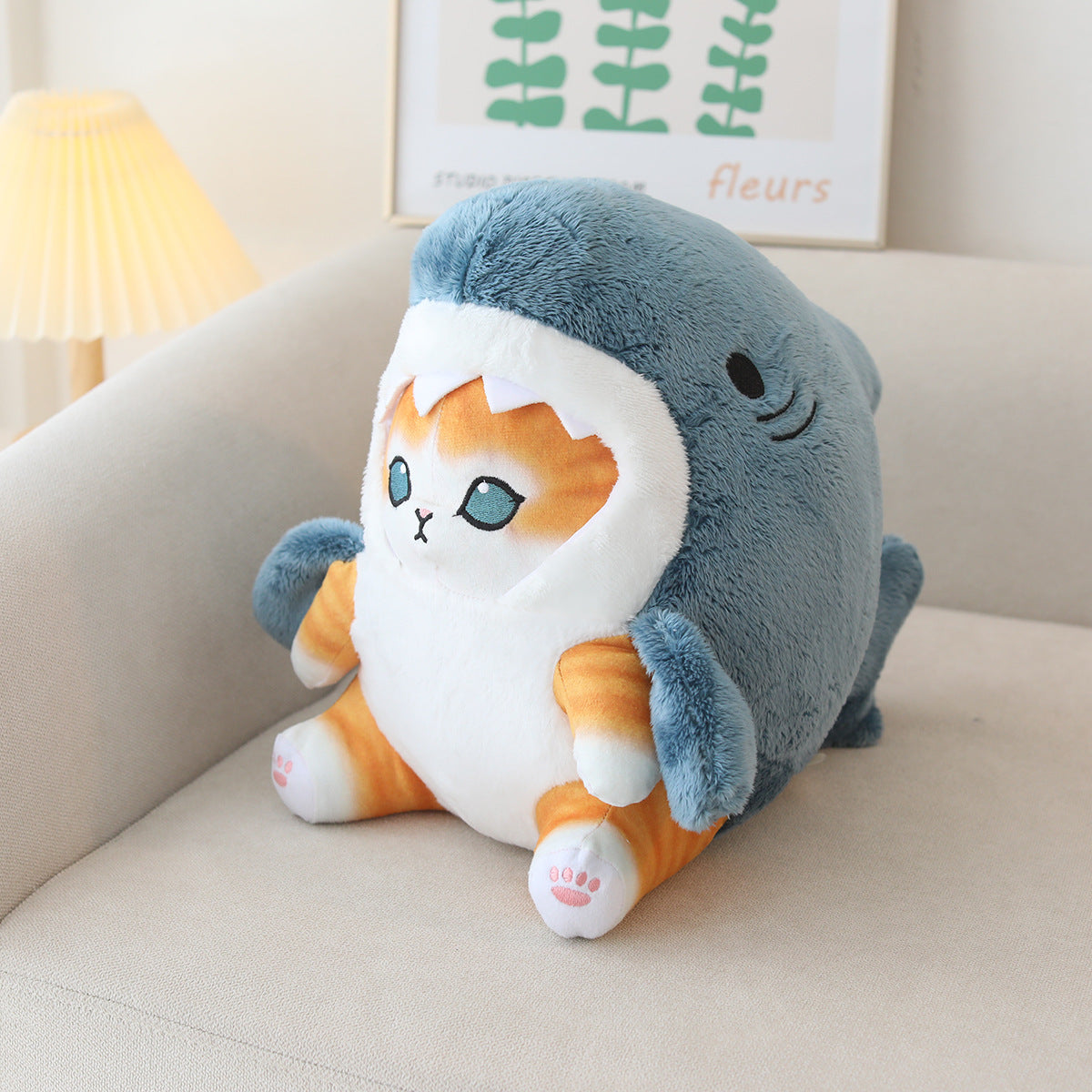 Cute Shark Cat Plush Toy Keychain - Japanese Style