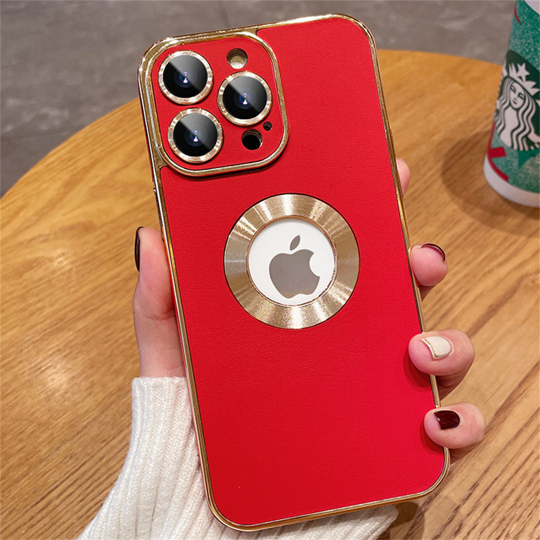 Apple-Compatible Electroplated Leather Phone Case