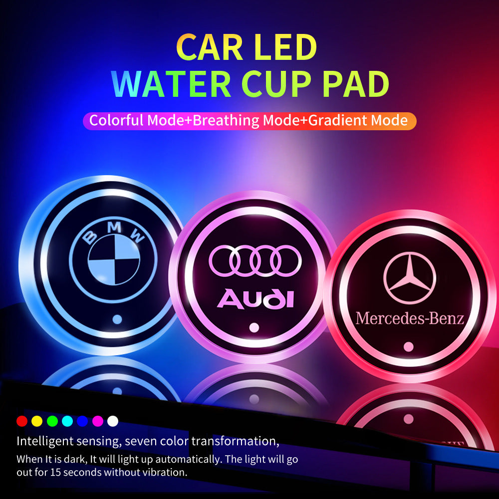 Car LED Lighted Cup Coaster with USB Charging